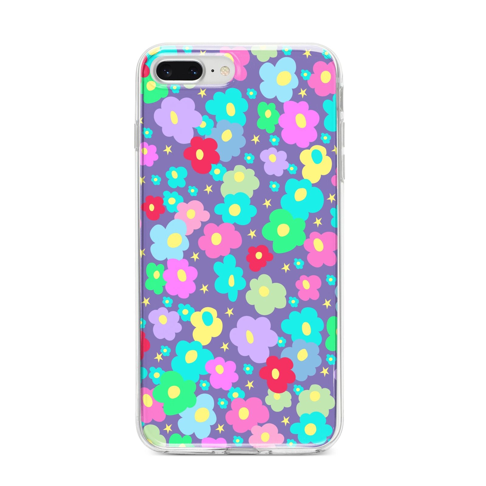 Colourful Flowers iPhone 8 Plus Bumper Case on Silver iPhone