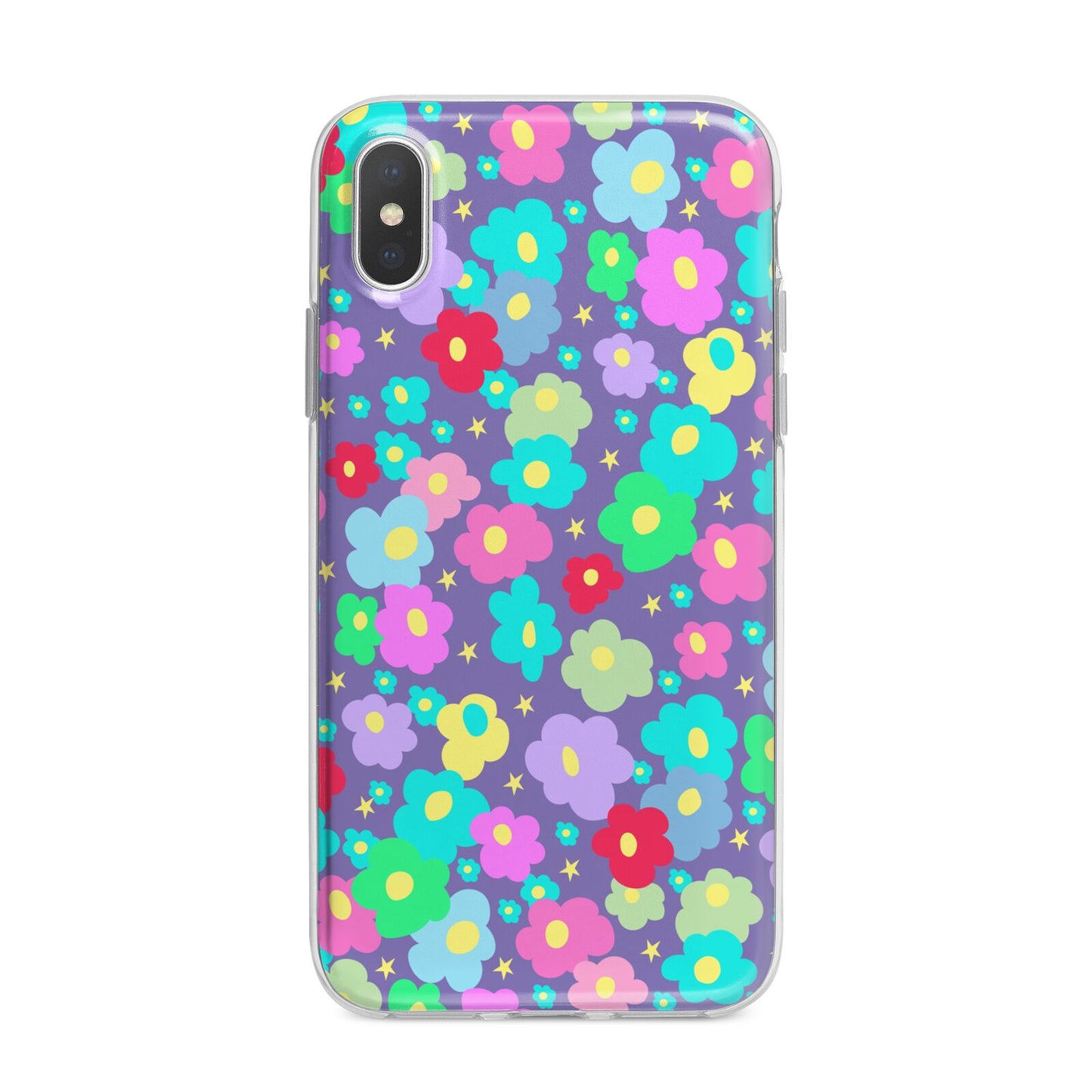 Colourful Flowers iPhone X Bumper Case on Silver iPhone Alternative Image 1