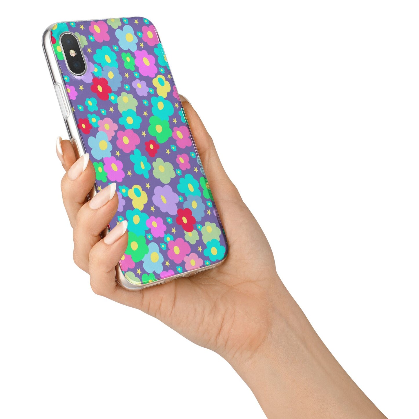 Colourful Flowers iPhone X Bumper Case on Silver iPhone Alternative Image 2