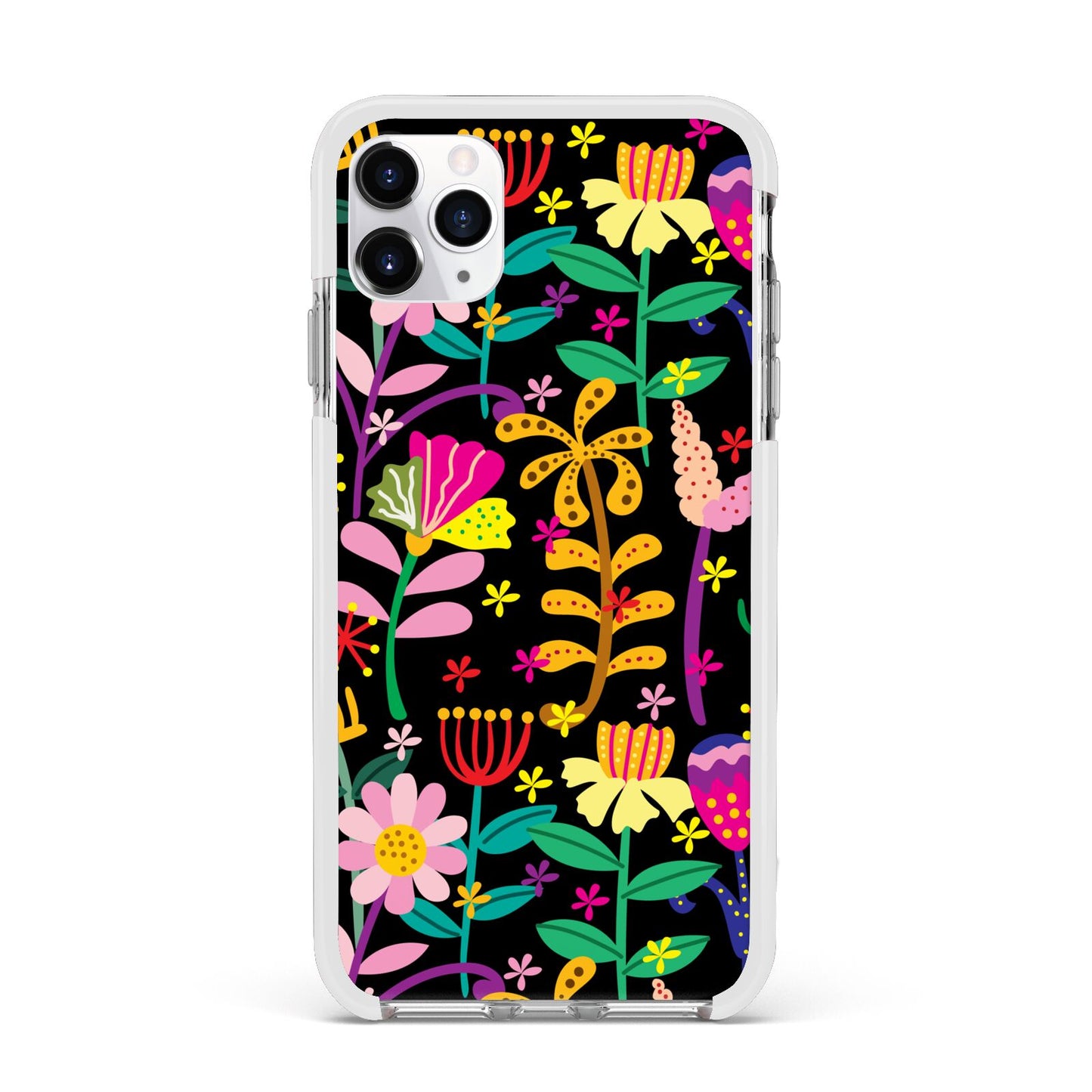 Colourful Flowery Apple iPhone 11 Pro Max in Silver with White Impact Case