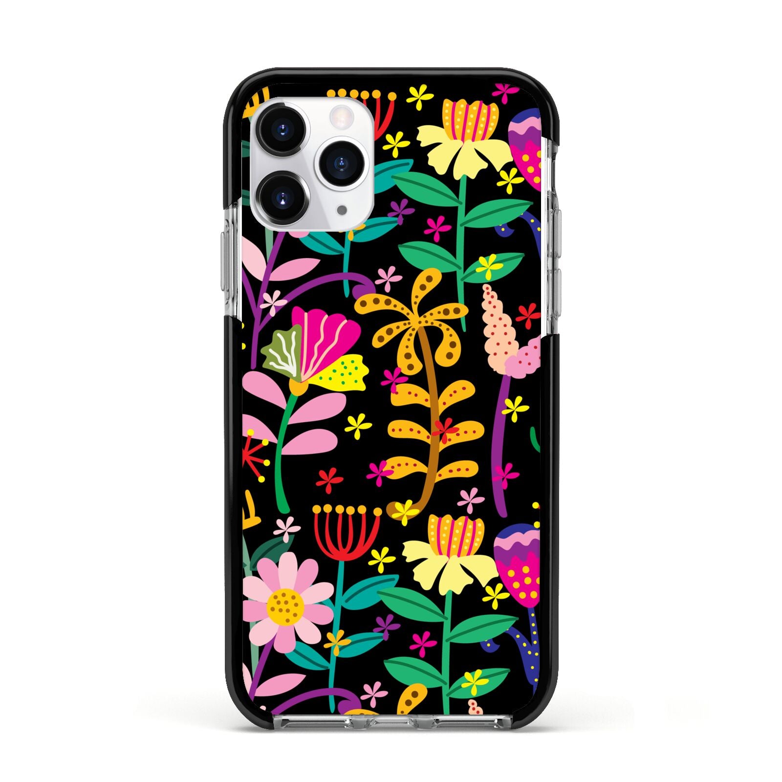 Colourful Flowery Apple iPhone 11 Pro in Silver with Black Impact Case