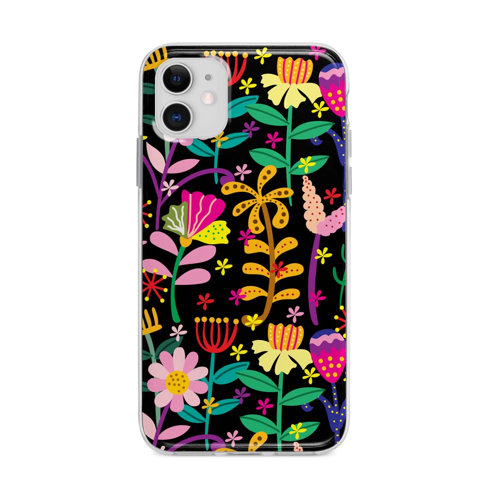 Colourful Flowery Apple iPhone 11 in White with Bumper Case