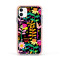 Colourful Flowery Apple iPhone 11 in White with Pink Impact Case