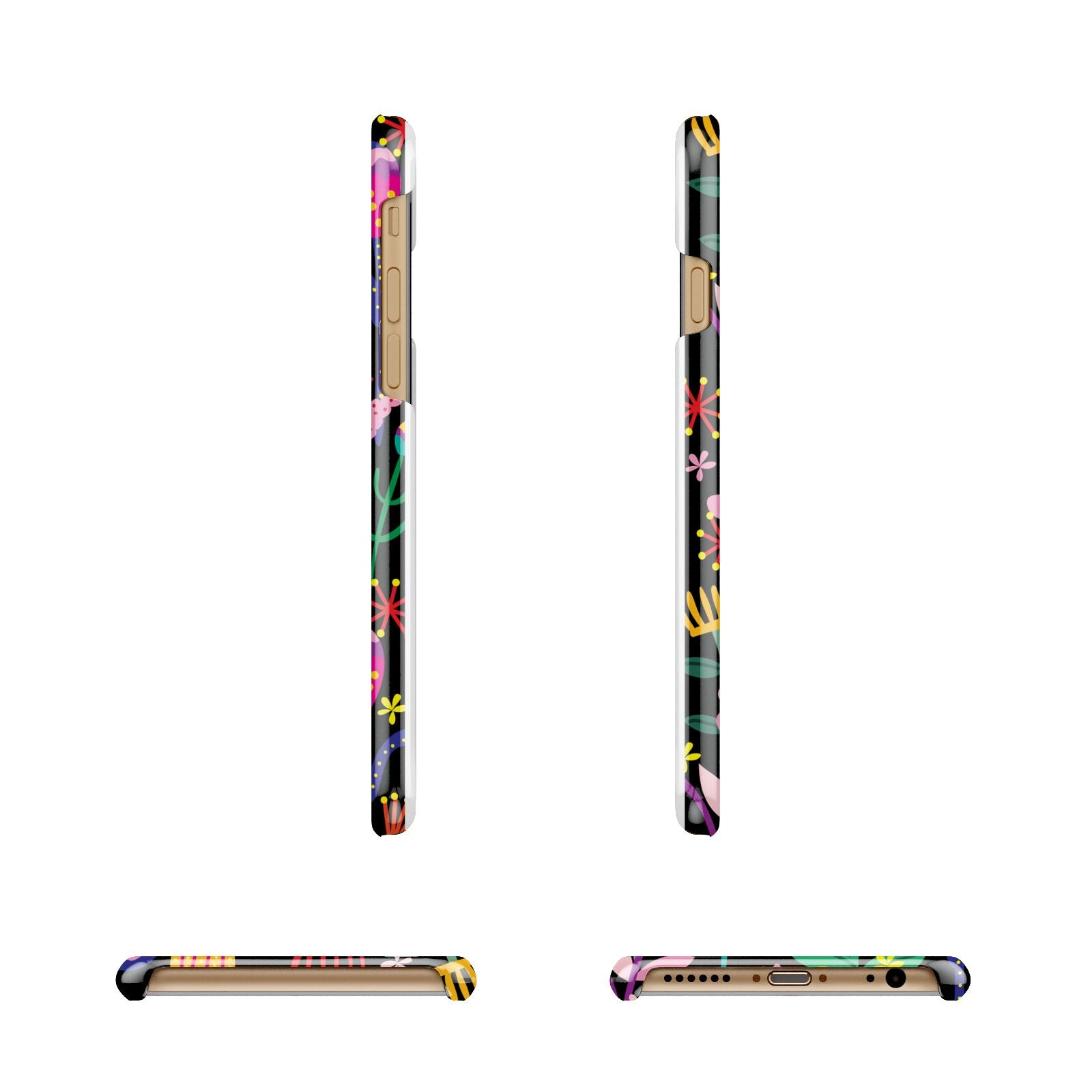 Colourful Flowery Apple iPhone 6 3D Wrap Snap Case Angled Images