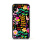 Colourful Flowery Apple iPhone Xs Impact Case Black Edge on Black Phone