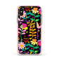 Colourful Flowery Apple iPhone Xs Impact Case Pink Edge on Gold Phone