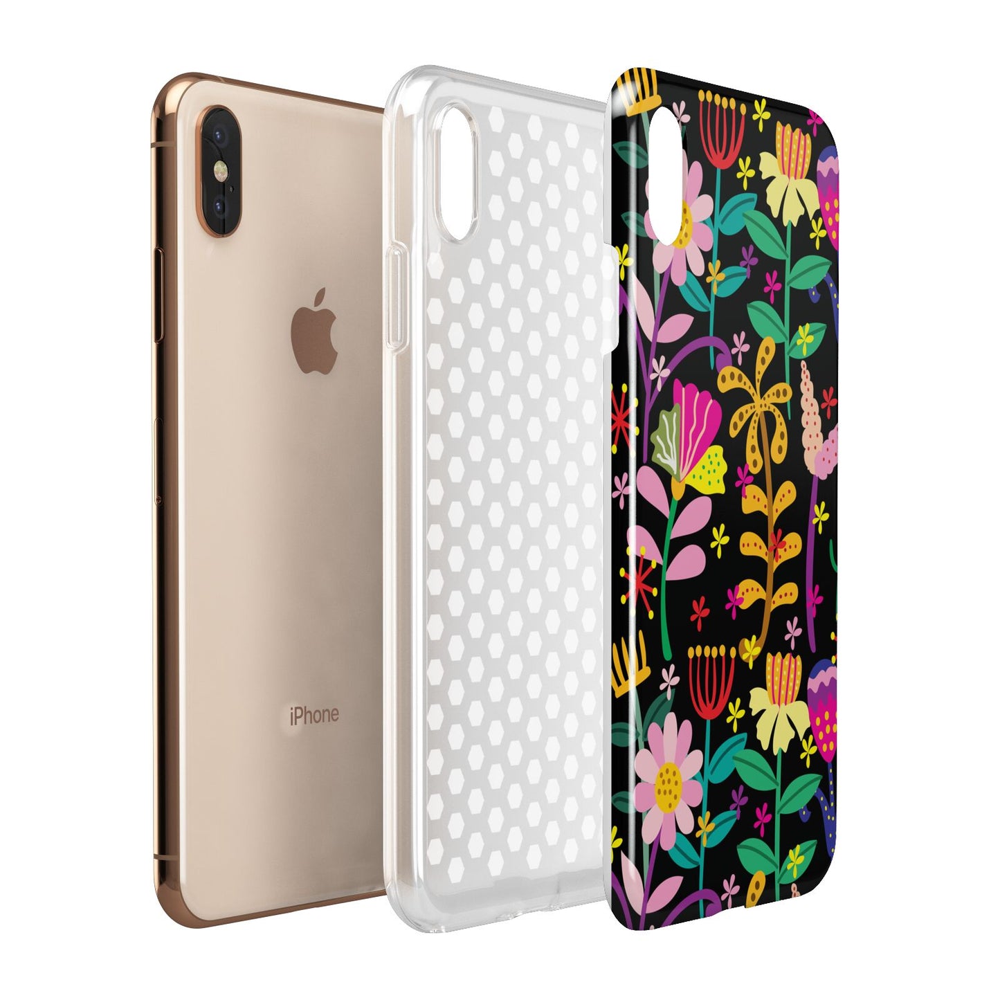 Colourful Flowery Apple iPhone Xs Max 3D Tough Case Expanded View