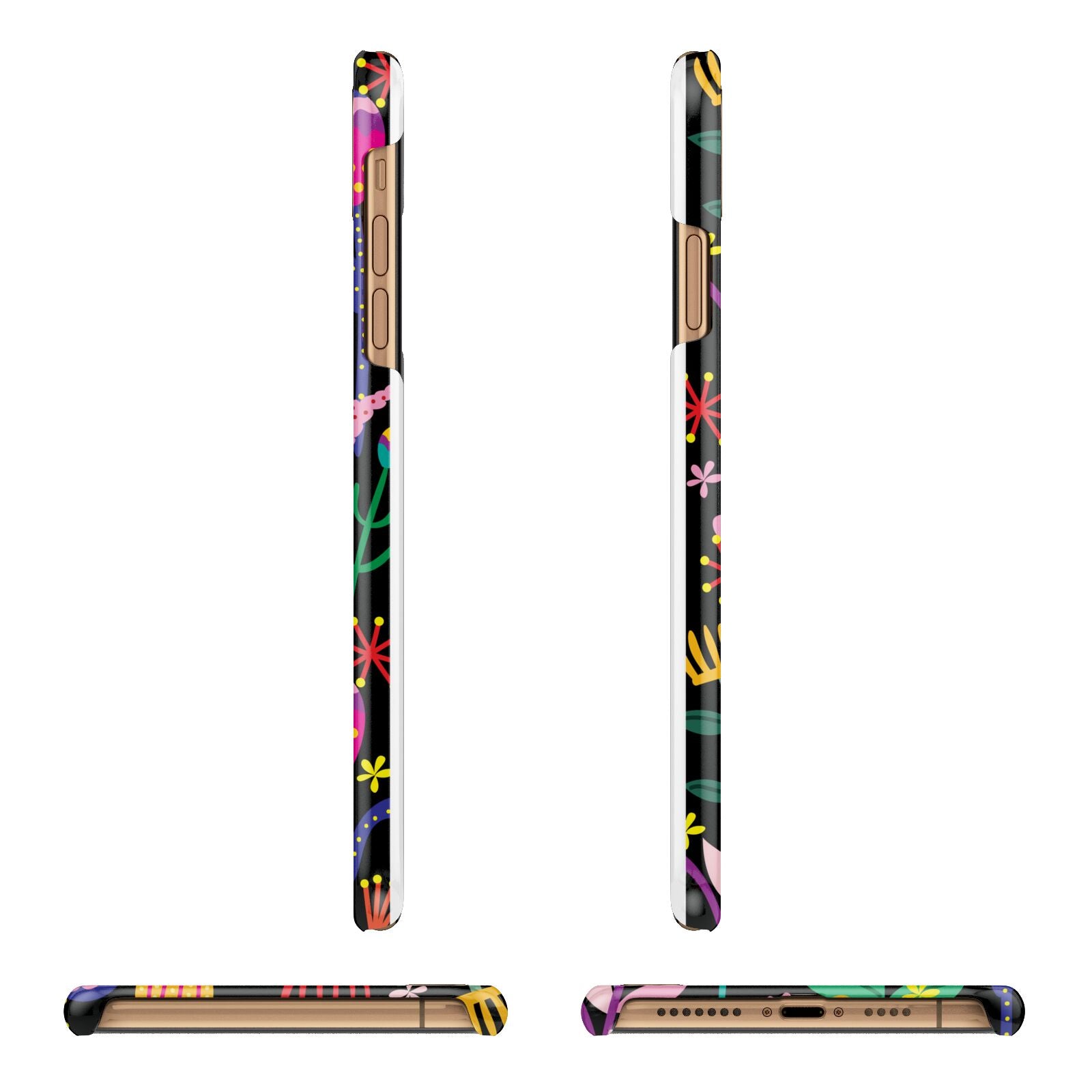 Colourful Flowery Apple iPhone Xs Max 3D Wrap Snap Case Angled Images