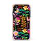 Colourful Flowery Apple iPhone Xs Max Impact Case Pink Edge on Black Phone