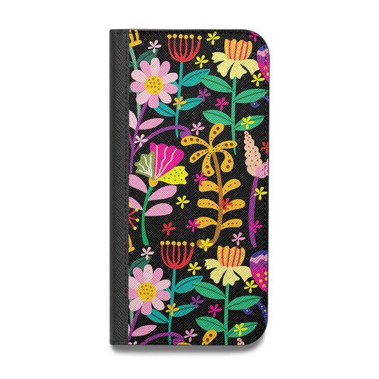 Colourful Flowery Vegan Leather Flip iPhone Case