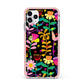 Colourful Flowery iPhone 11 Pro Max Impact Pink Edge Case