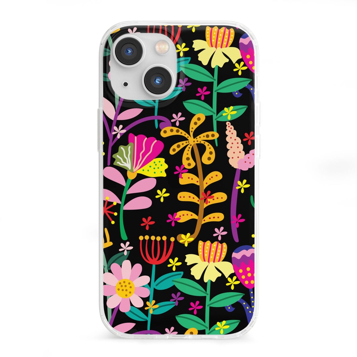 Colourful Flowery iPhone 13 Mini Clear Bumper Case