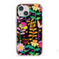 Colourful Flowery iPhone 13 Mini TPU Impact Case with Pink Edges