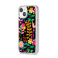 Colourful Flowery iPhone 14 Clear Tough Case Starlight Angled Image