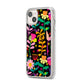 Colourful Flowery iPhone 14 Plus Clear Tough Case Starlight Angled Image
