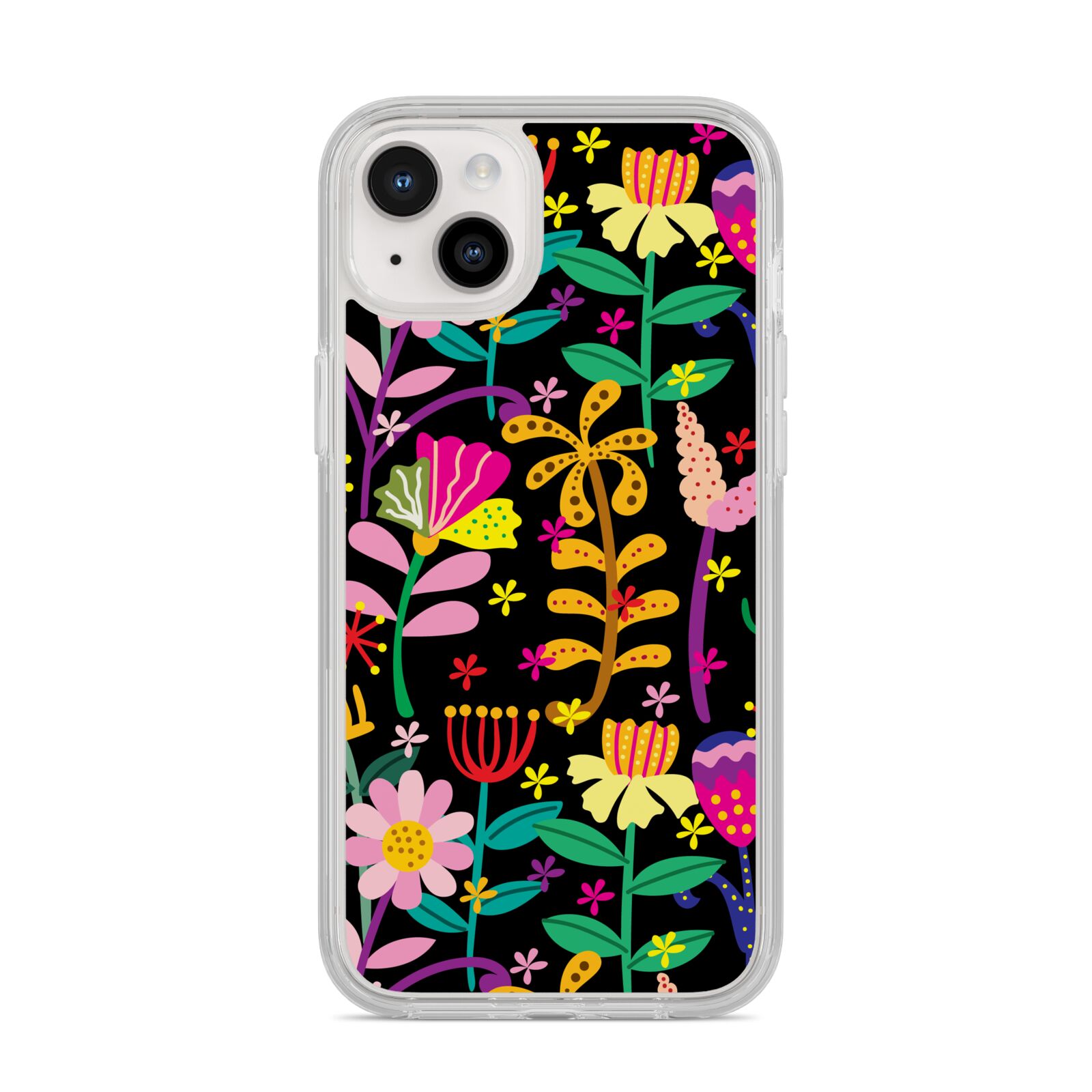 Colourful Flowery iPhone 14 Plus Clear Tough Case Starlight