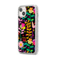 Colourful Flowery iPhone 14 Plus Glitter Tough Case Starlight Angled Image