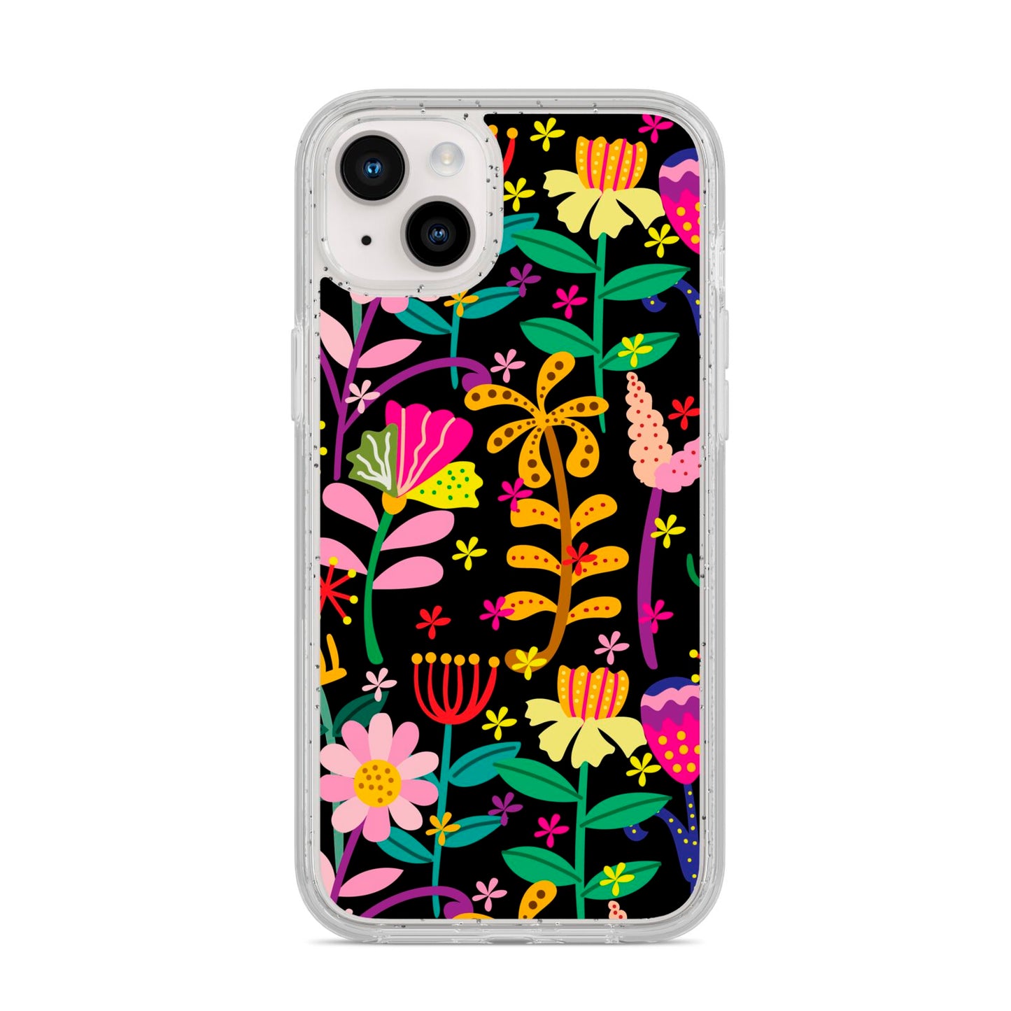 Colourful Flowery iPhone 14 Plus Glitter Tough Case Starlight