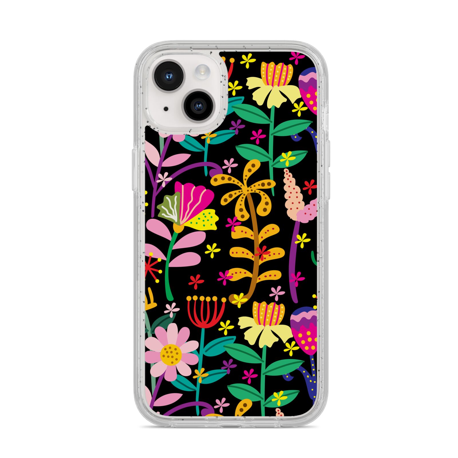 Colourful Flowery iPhone 14 Plus Glitter Tough Case Starlight