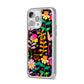 Colourful Flowery iPhone 14 Pro Max Clear Tough Case Silver Angled Image