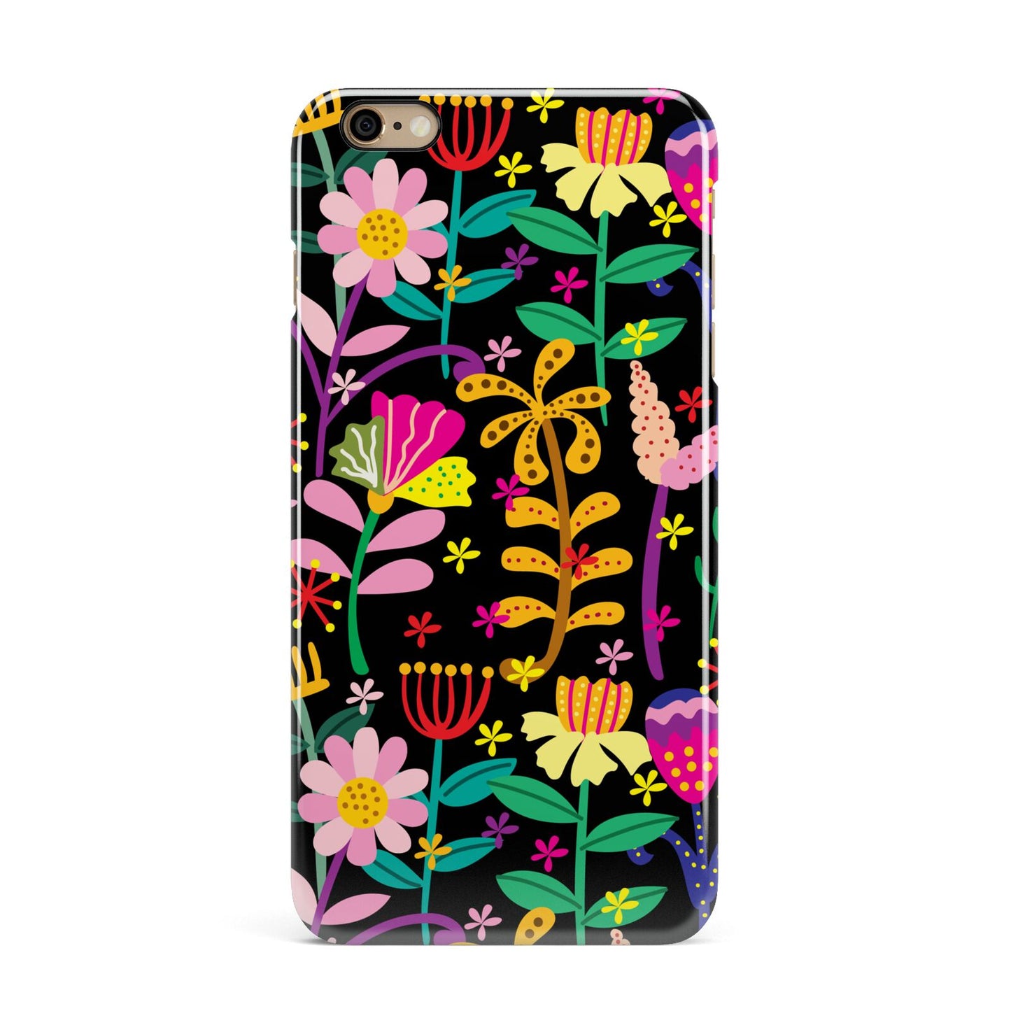 Colourful Flowery iPhone 6 Plus 3D Snap Case on Gold Phone