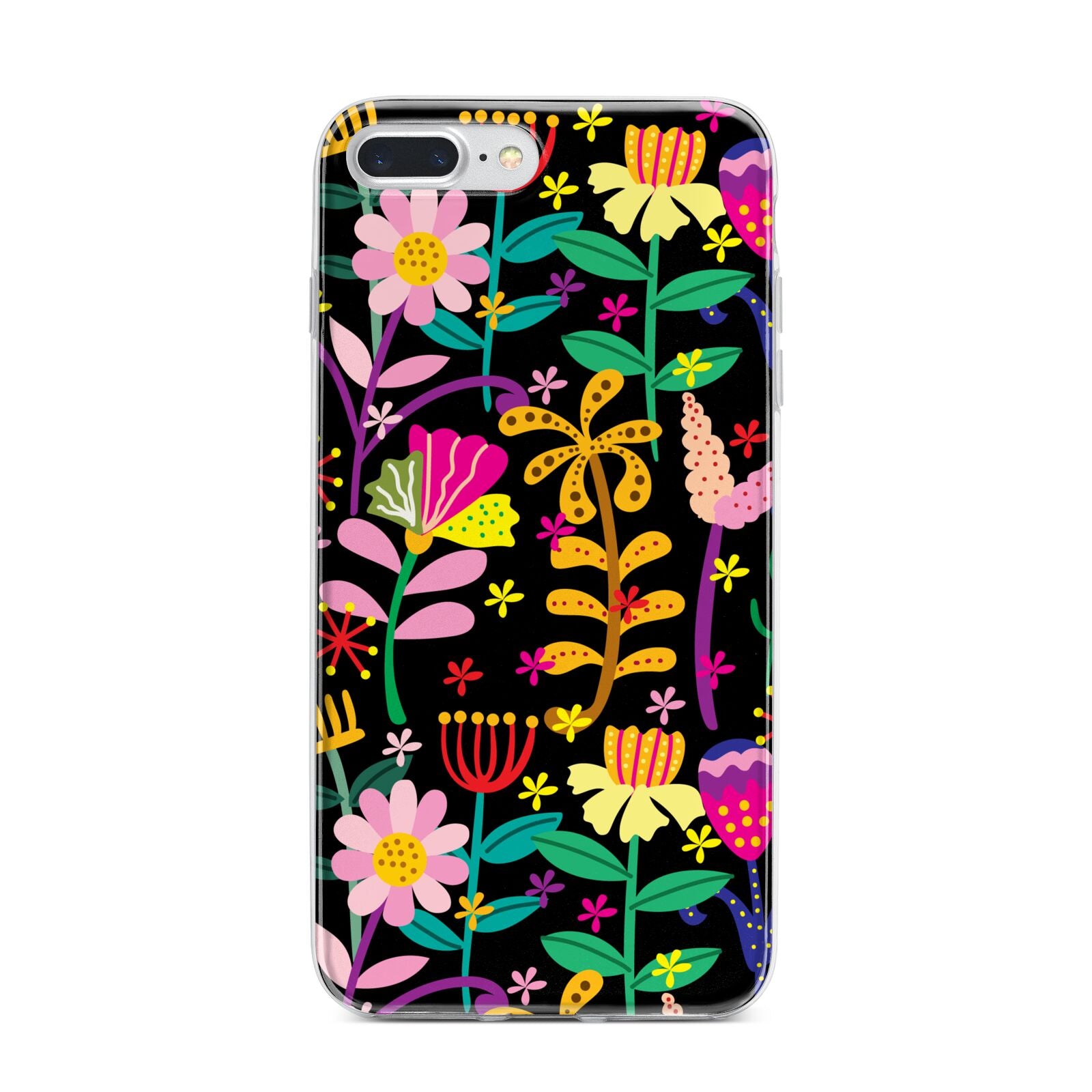Colourful Flowery iPhone 7 Plus Bumper Case on Silver iPhone