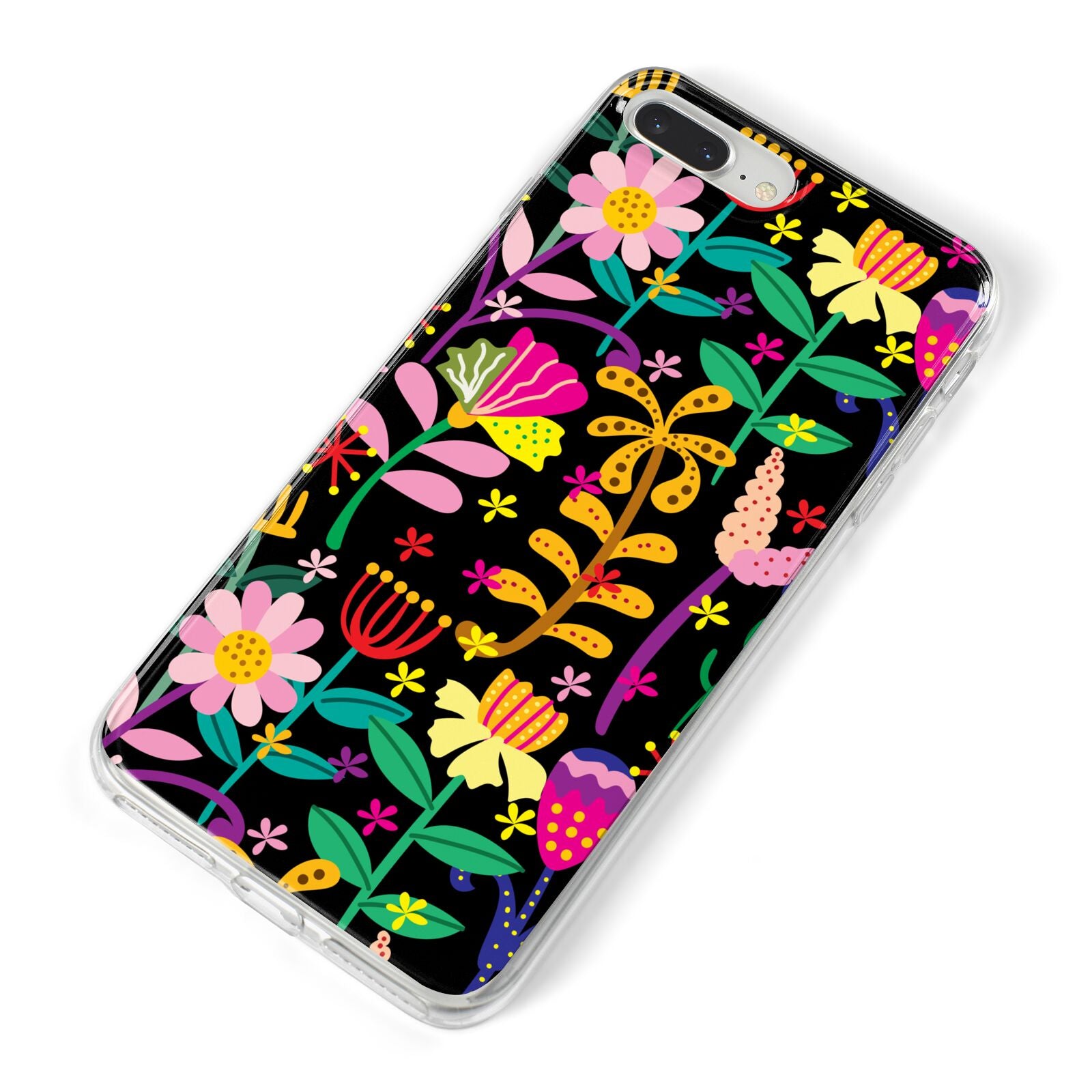 Colourful Flowery iPhone 8 Plus Bumper Case on Silver iPhone Alternative Image