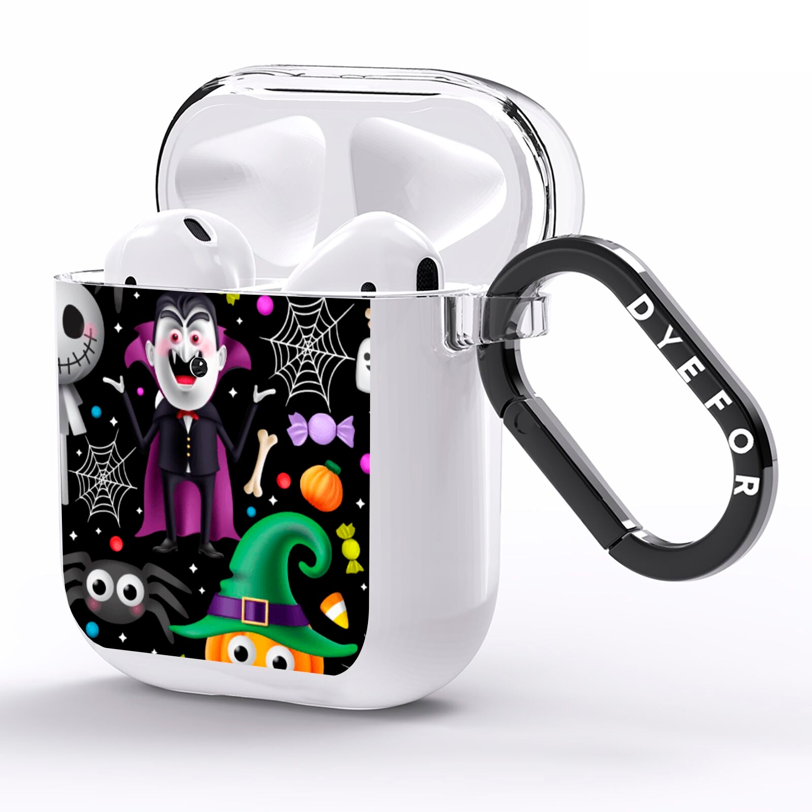 Colourful Halloween AirPods Clear Case Side Image