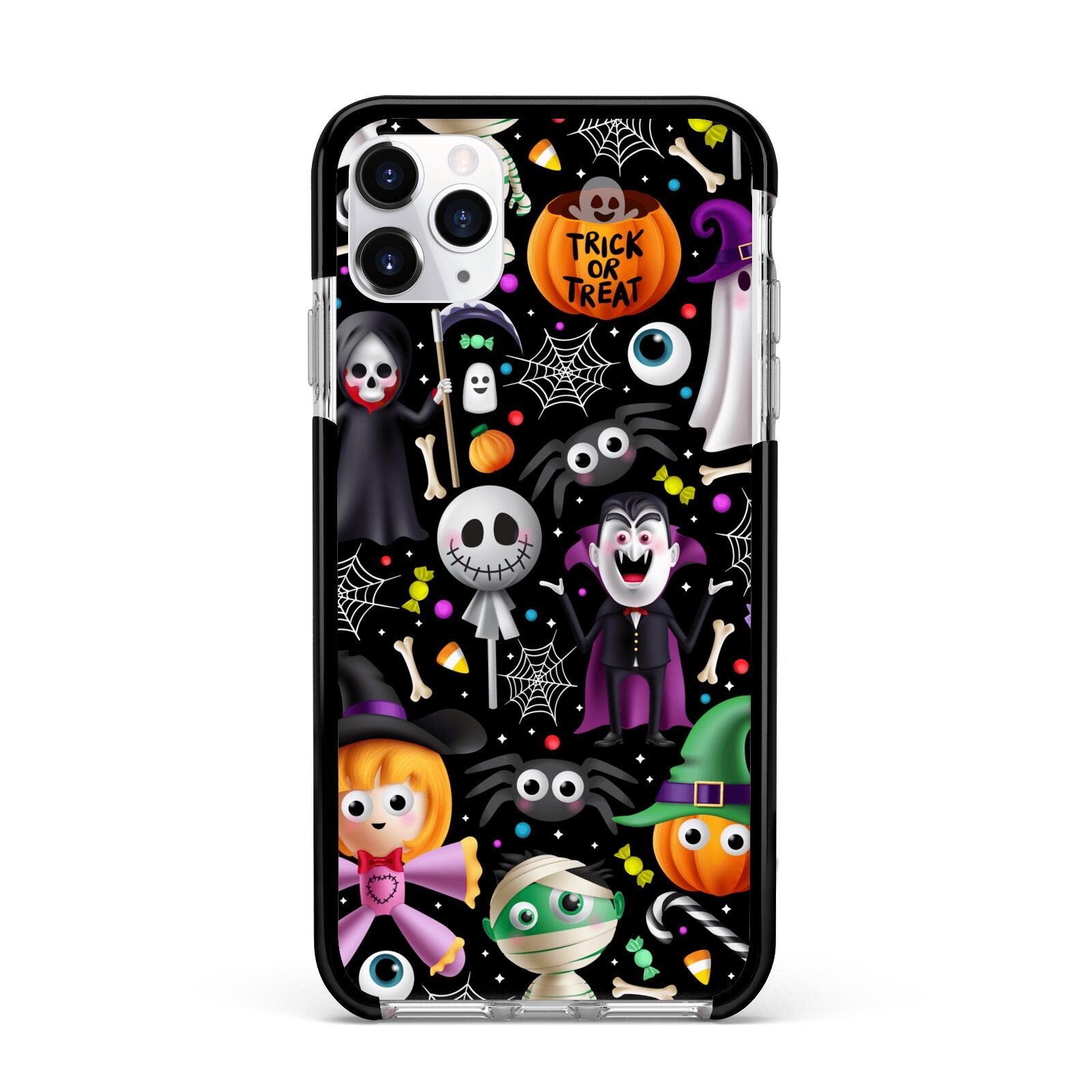 Colourful Halloween Apple iPhone 11 Pro Max in Silver with Black Impact Case
