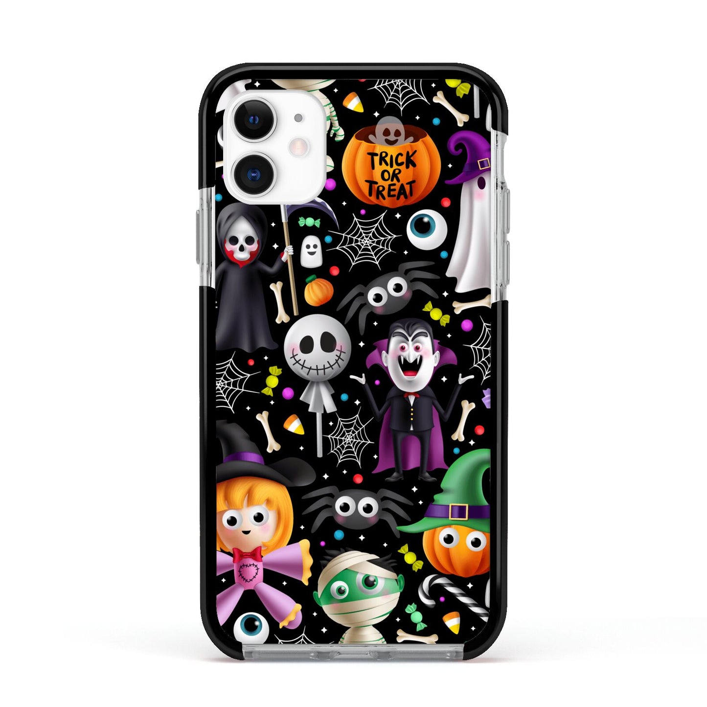 Colourful Halloween Apple iPhone 11 in White with Black Impact Case