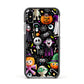 Colourful Halloween Apple iPhone Xs Impact Case Black Edge on Silver Phone