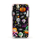 Colourful Halloween Apple iPhone Xs Impact Case Pink Edge on Black Phone