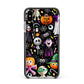 Colourful Halloween Apple iPhone Xs Max Impact Case Black Edge on Silver Phone