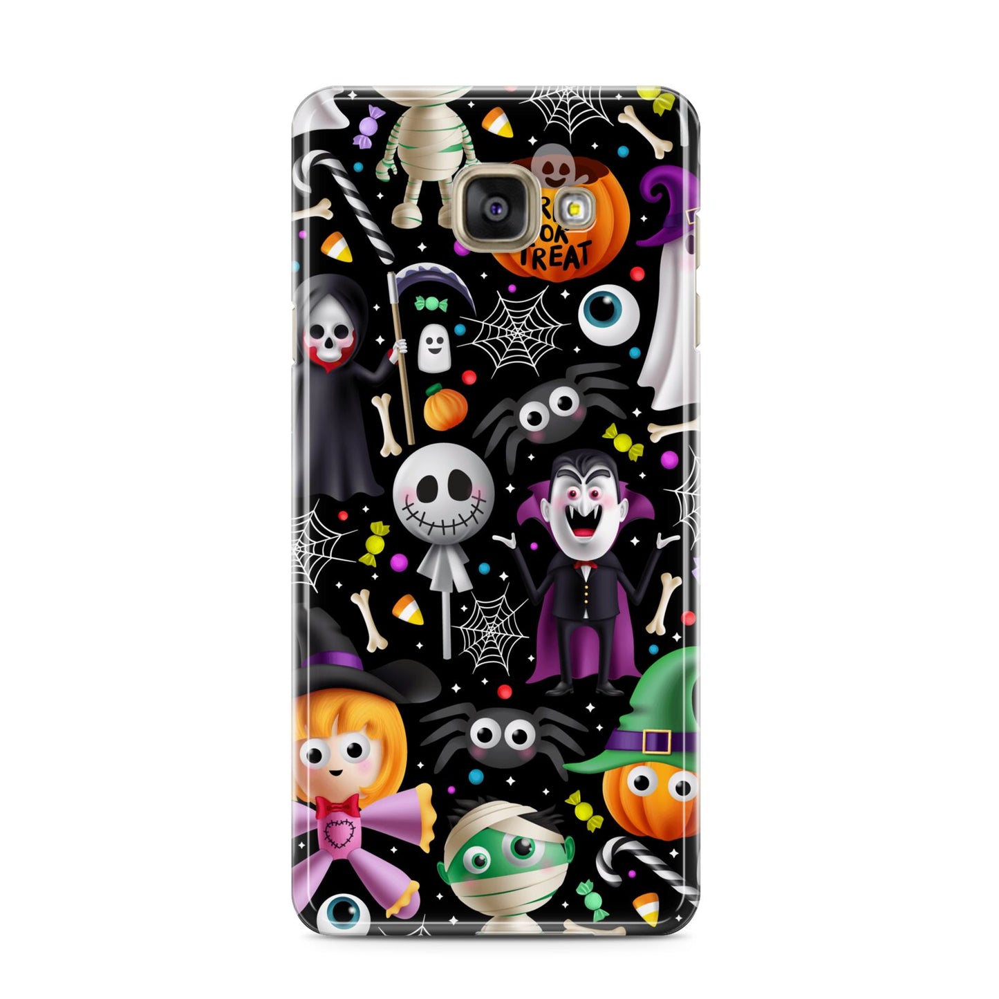 Colourful Halloween Samsung Galaxy A3 2016 Case on gold phone