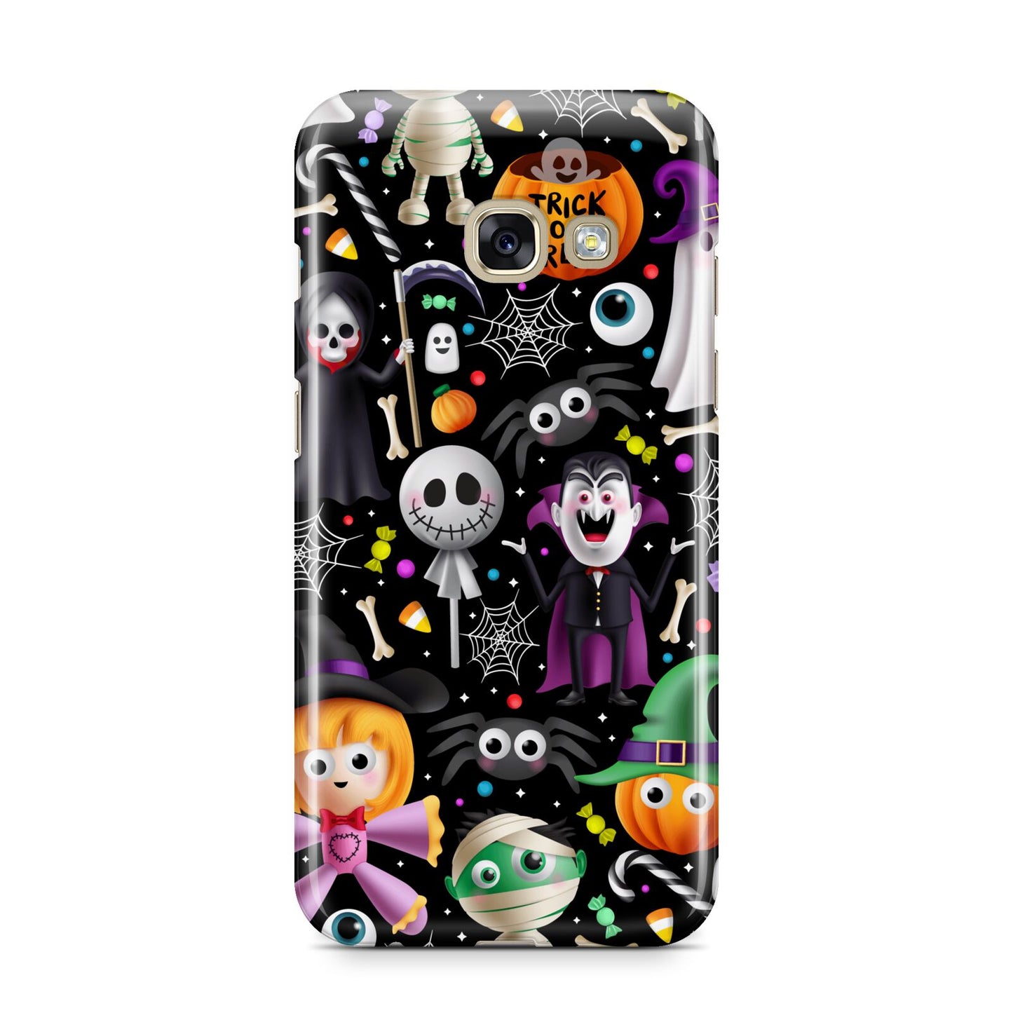 Colourful Halloween Samsung Galaxy A3 2017 Case on gold phone