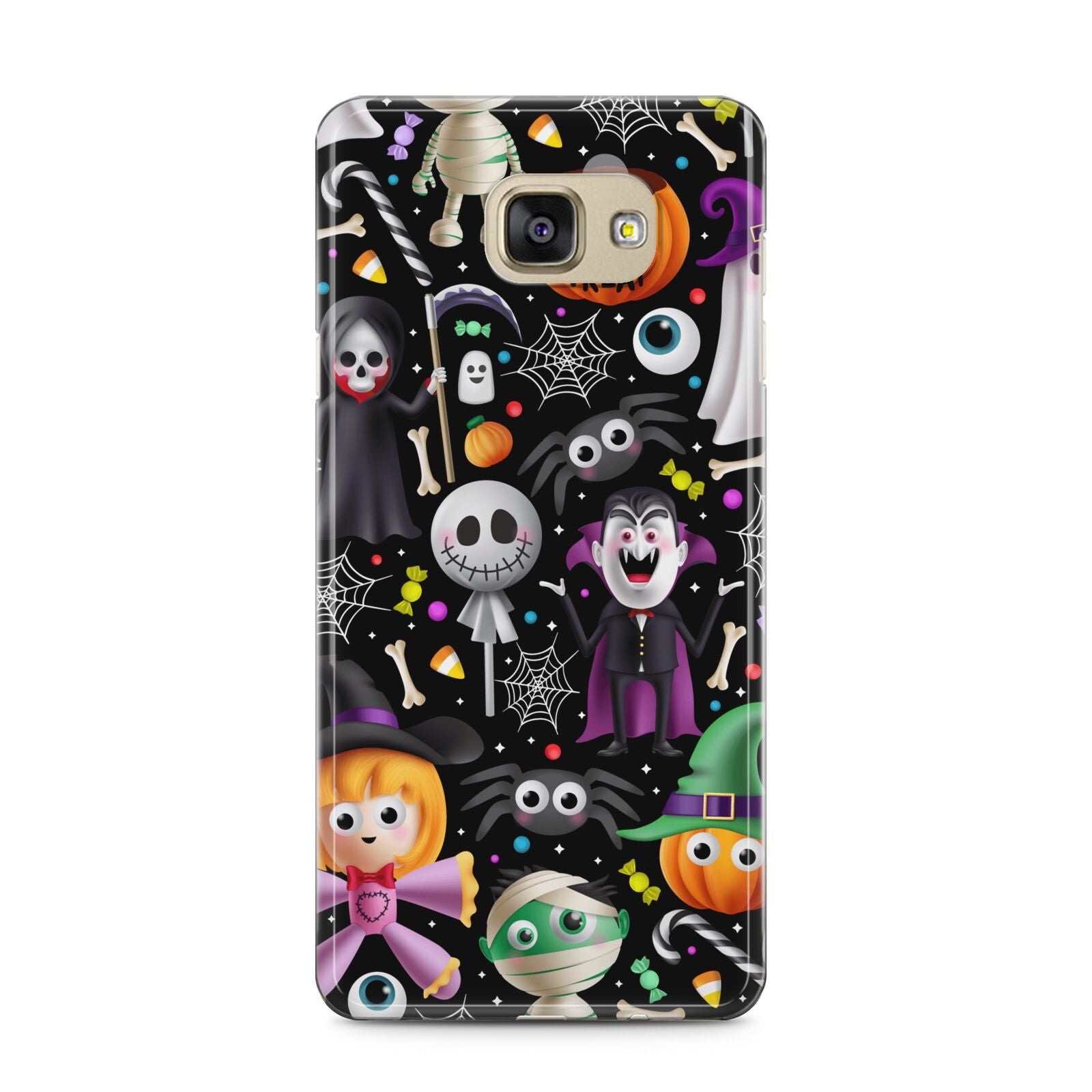 Colourful Halloween Samsung Galaxy A5 2016 Case on gold phone