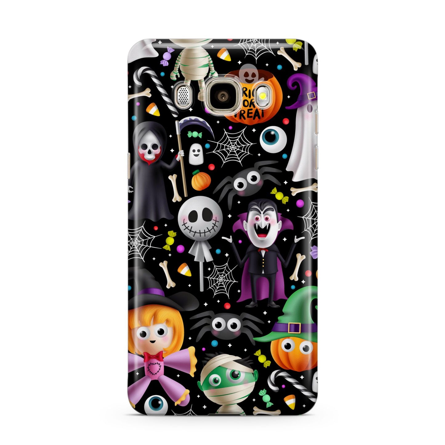 Colourful Halloween Samsung Galaxy J7 2016 Case on gold phone