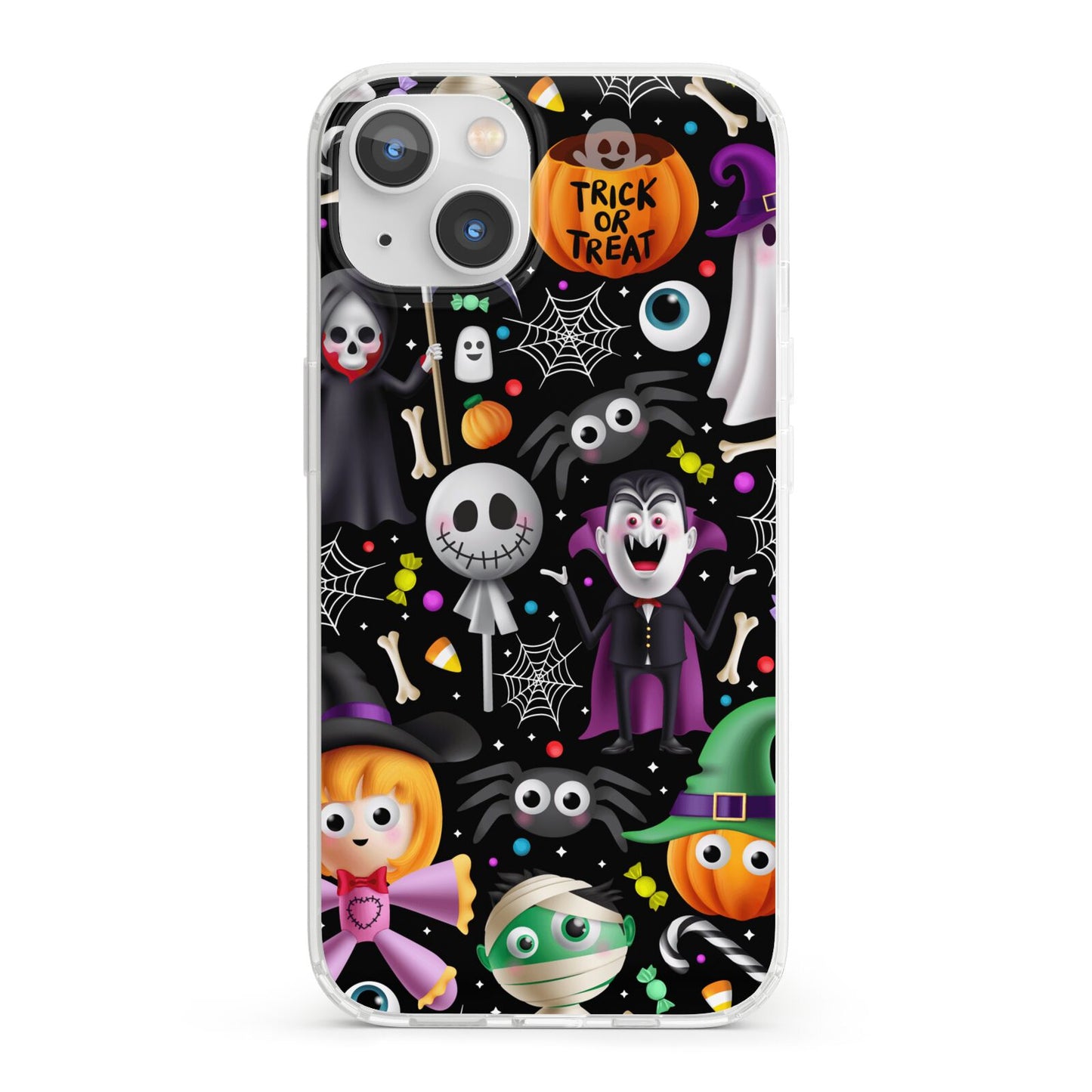 Colourful Halloween iPhone 13 Clear Bumper Case
