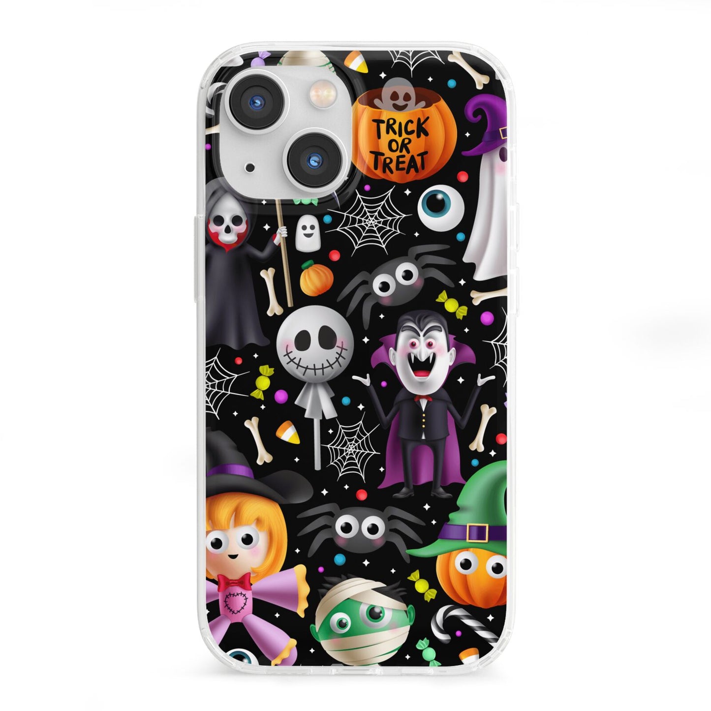 Colourful Halloween iPhone 13 Mini Clear Bumper Case