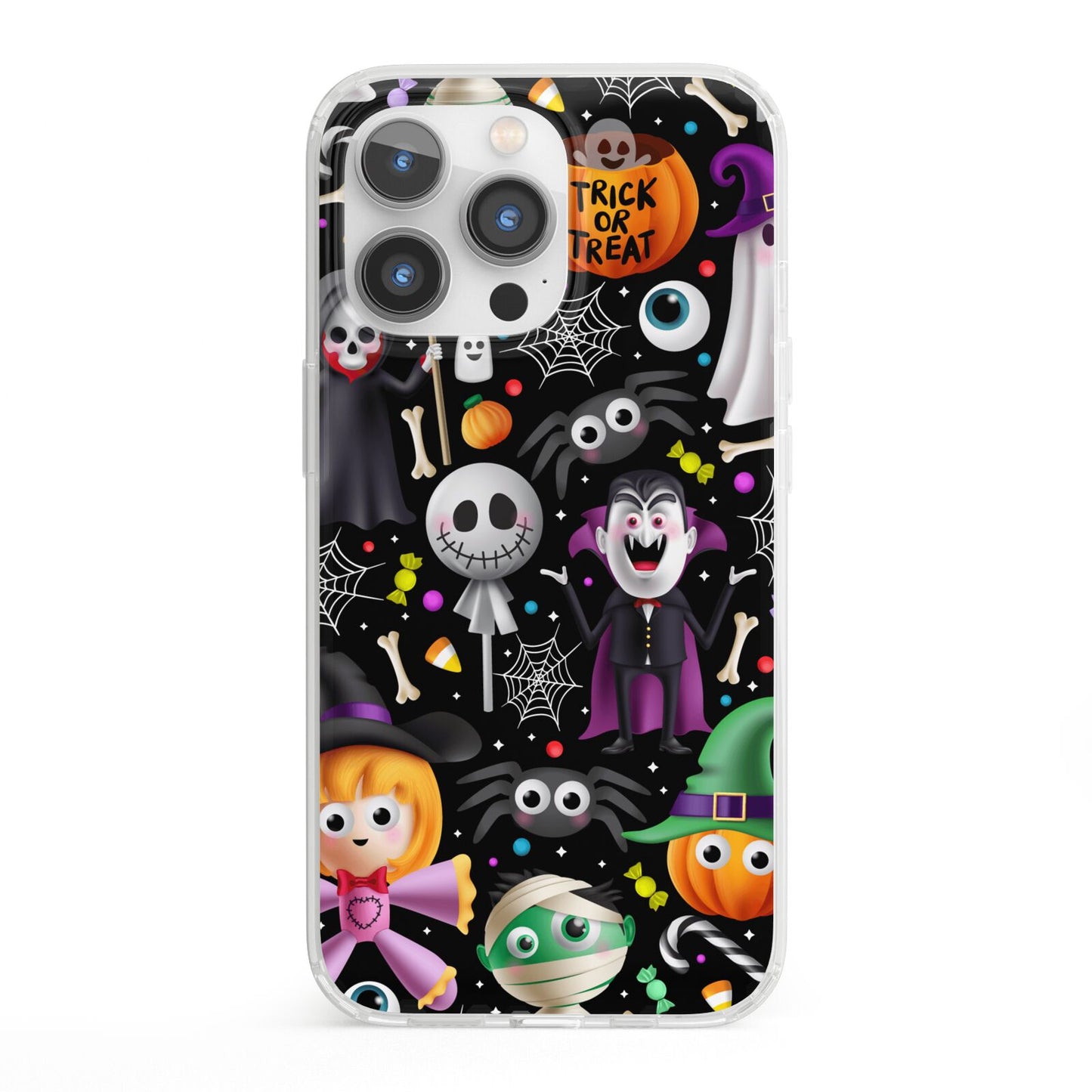 Colourful Halloween iPhone 13 Pro Clear Bumper Case