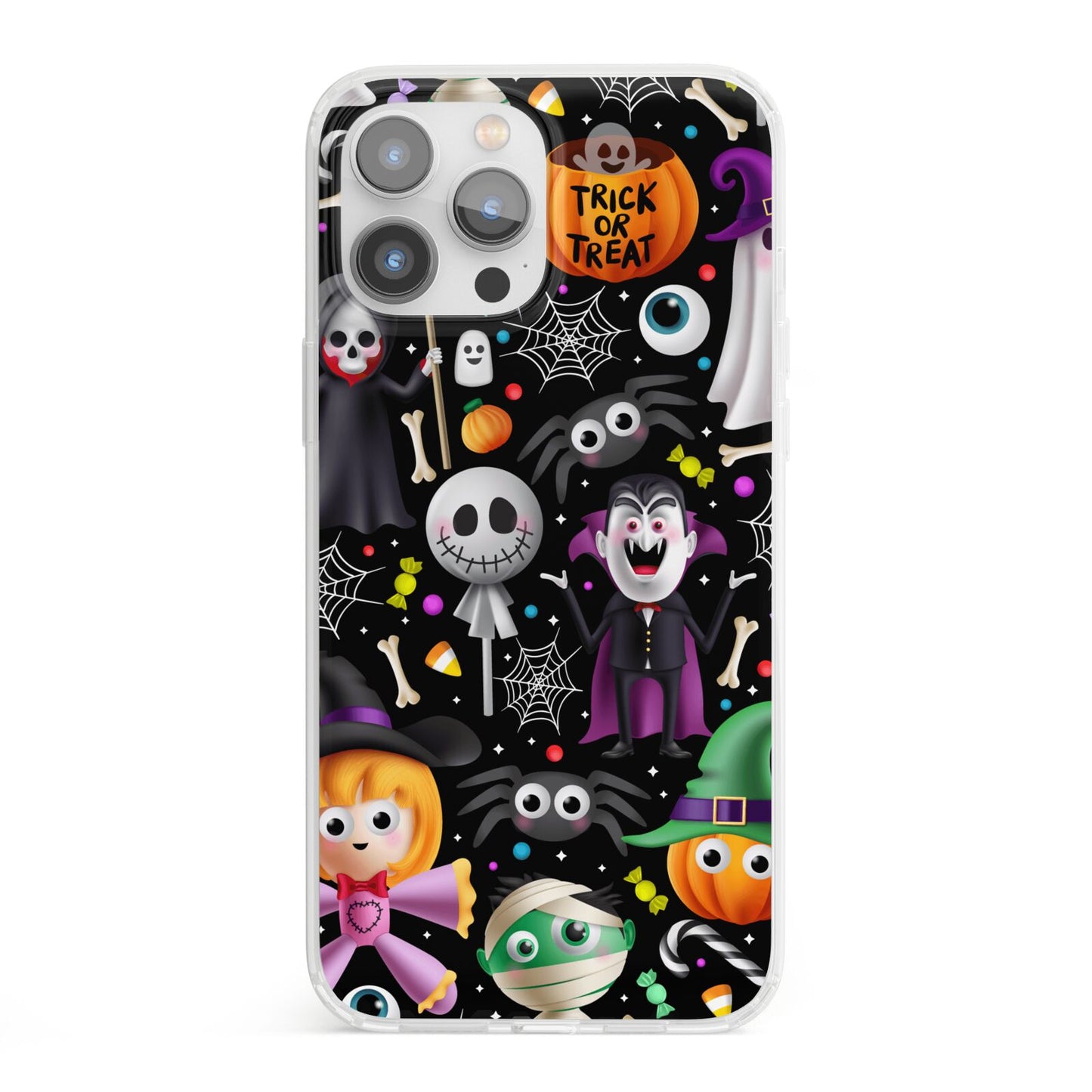 Colourful Halloween iPhone 13 Pro Max Clear Bumper Case