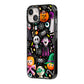 Colourful Halloween iPhone 14 Black Impact Case Side Angle on Silver phone