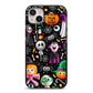 Colourful Halloween iPhone 14 Plus Black Impact Case on Silver phone