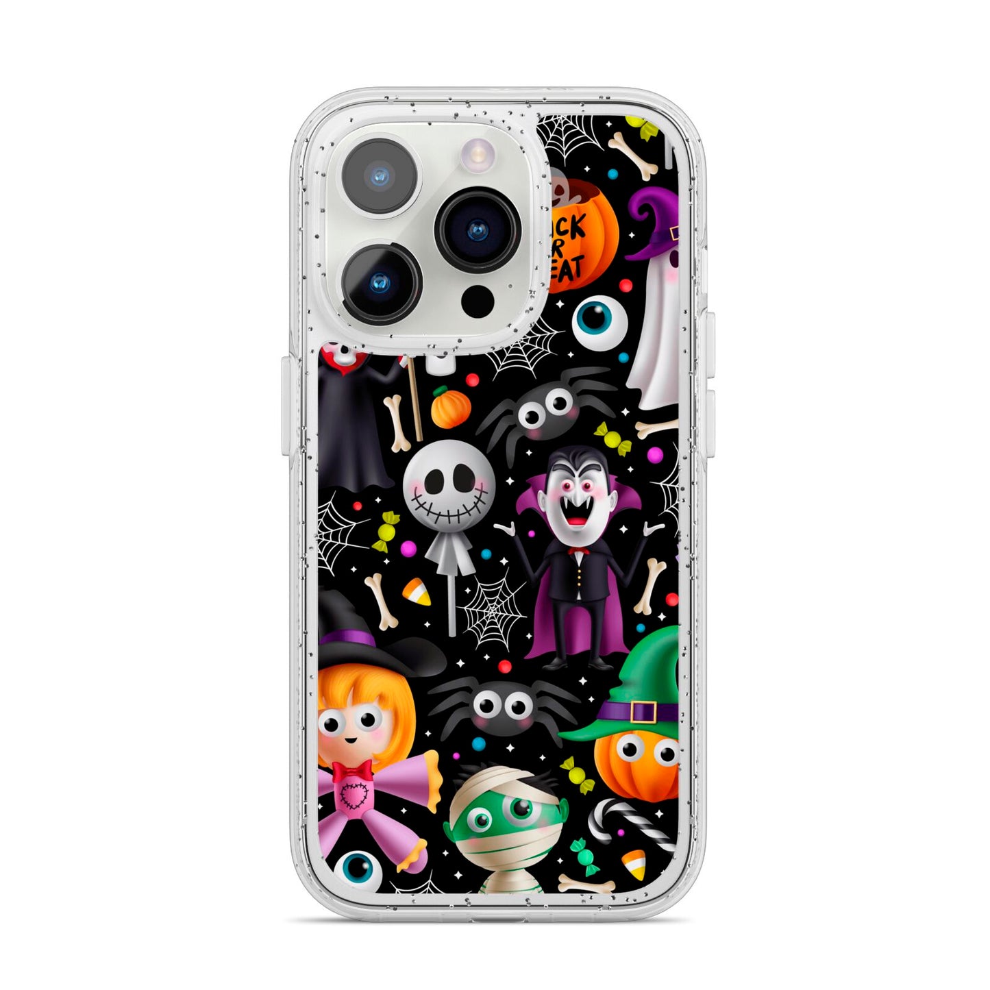 Colourful Halloween iPhone 14 Pro Glitter Tough Case Silver