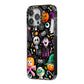 Colourful Halloween iPhone 14 Pro Max Black Impact Case Side Angle on Silver phone