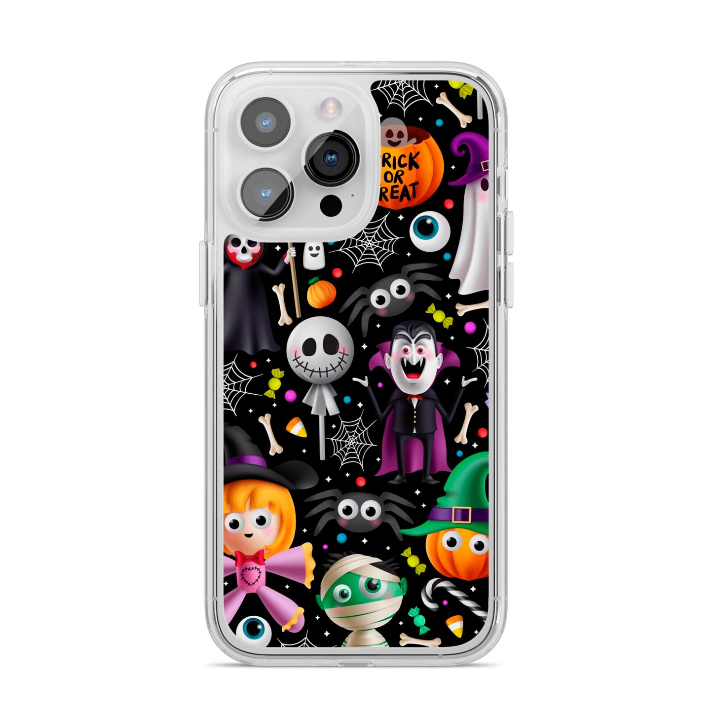 Colourful Halloween iPhone 14 Pro Max Clear Tough Case Silver