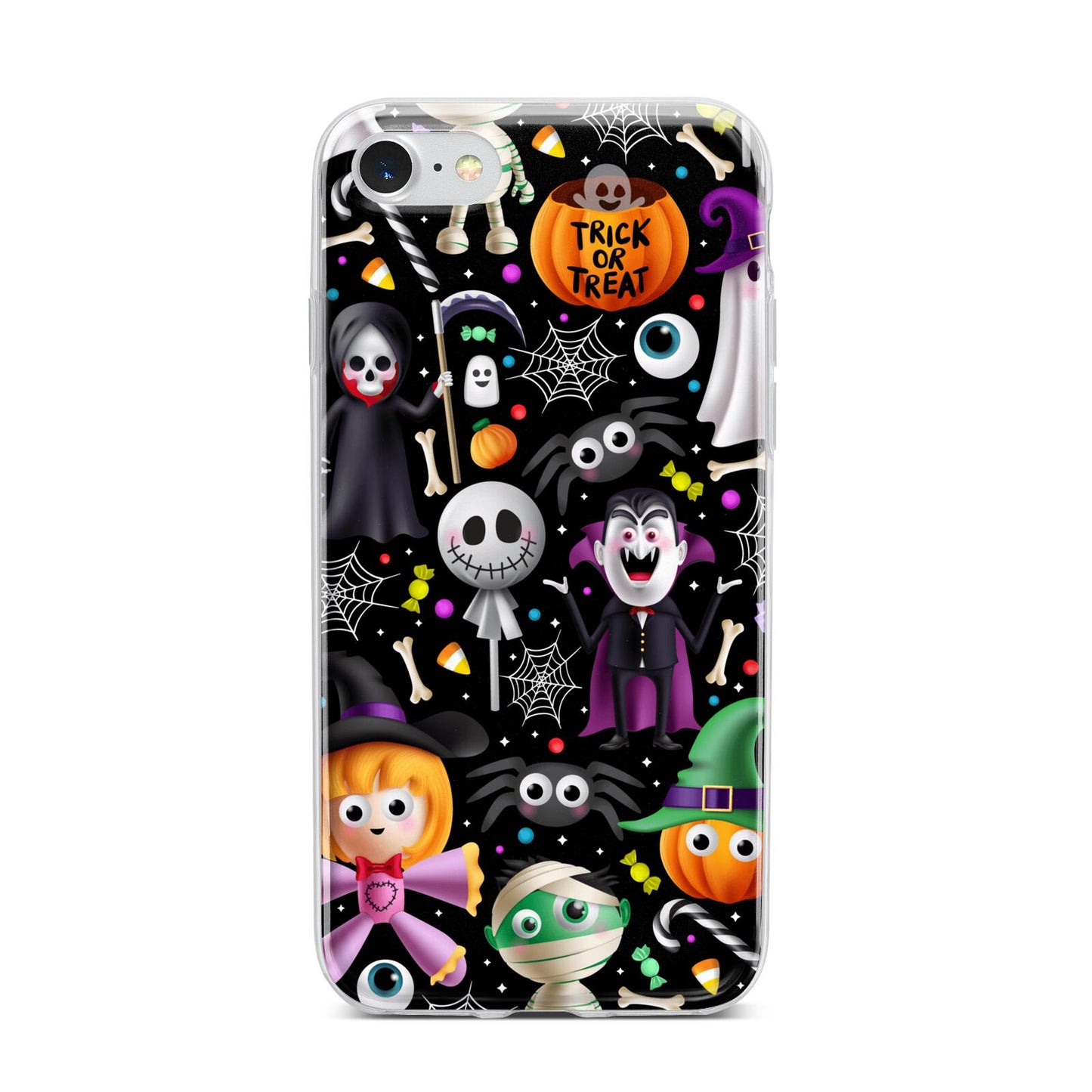 Colourful Halloween iPhone 7 Bumper Case on Silver iPhone