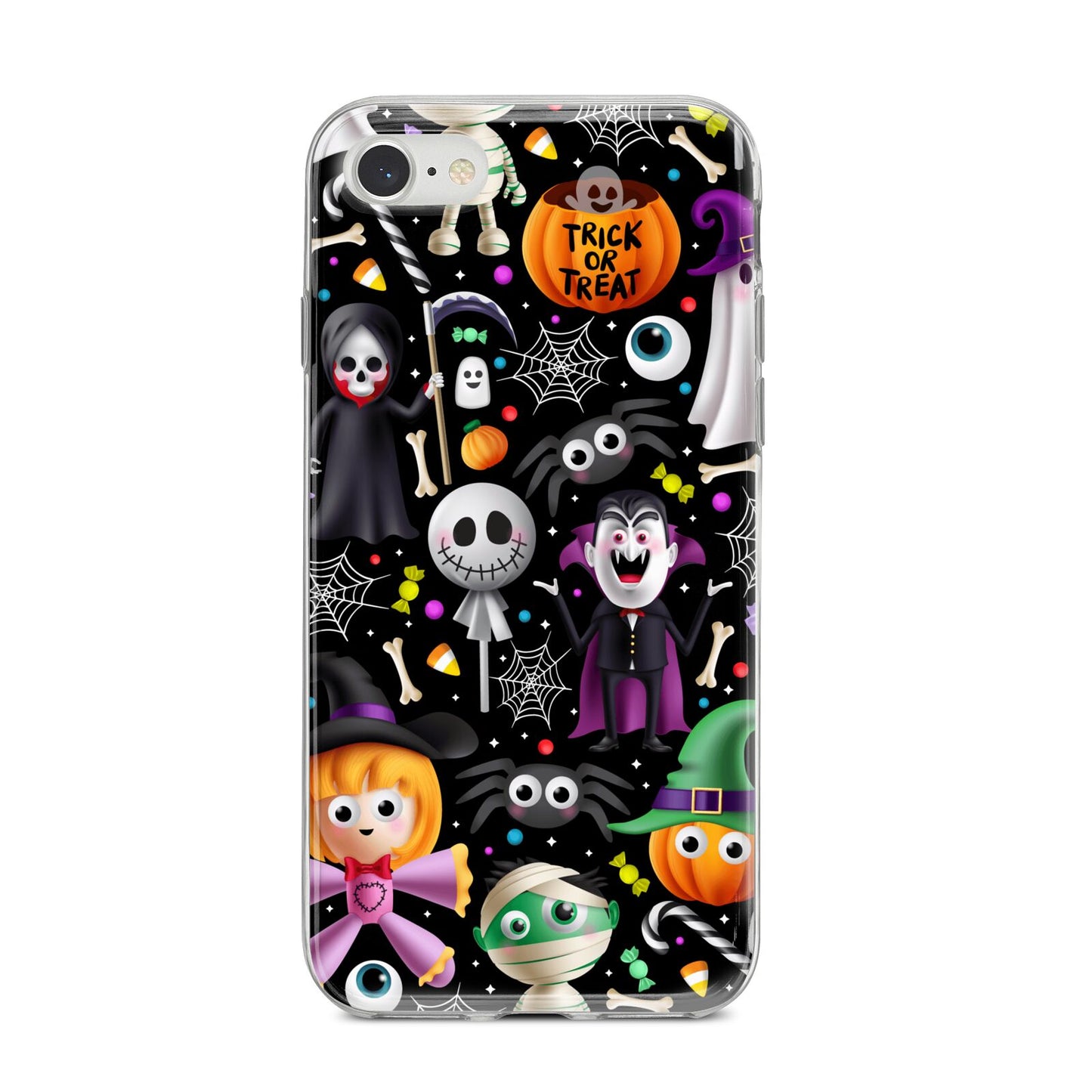 Colourful Halloween iPhone 8 Bumper Case on Silver iPhone