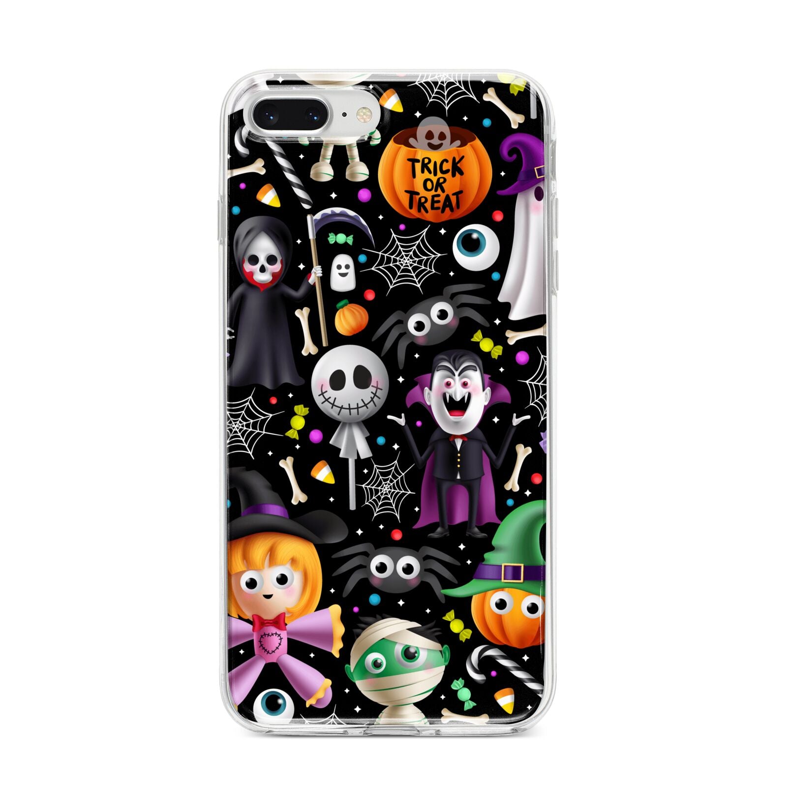 Colourful Halloween iPhone 8 Plus Bumper Case on Silver iPhone