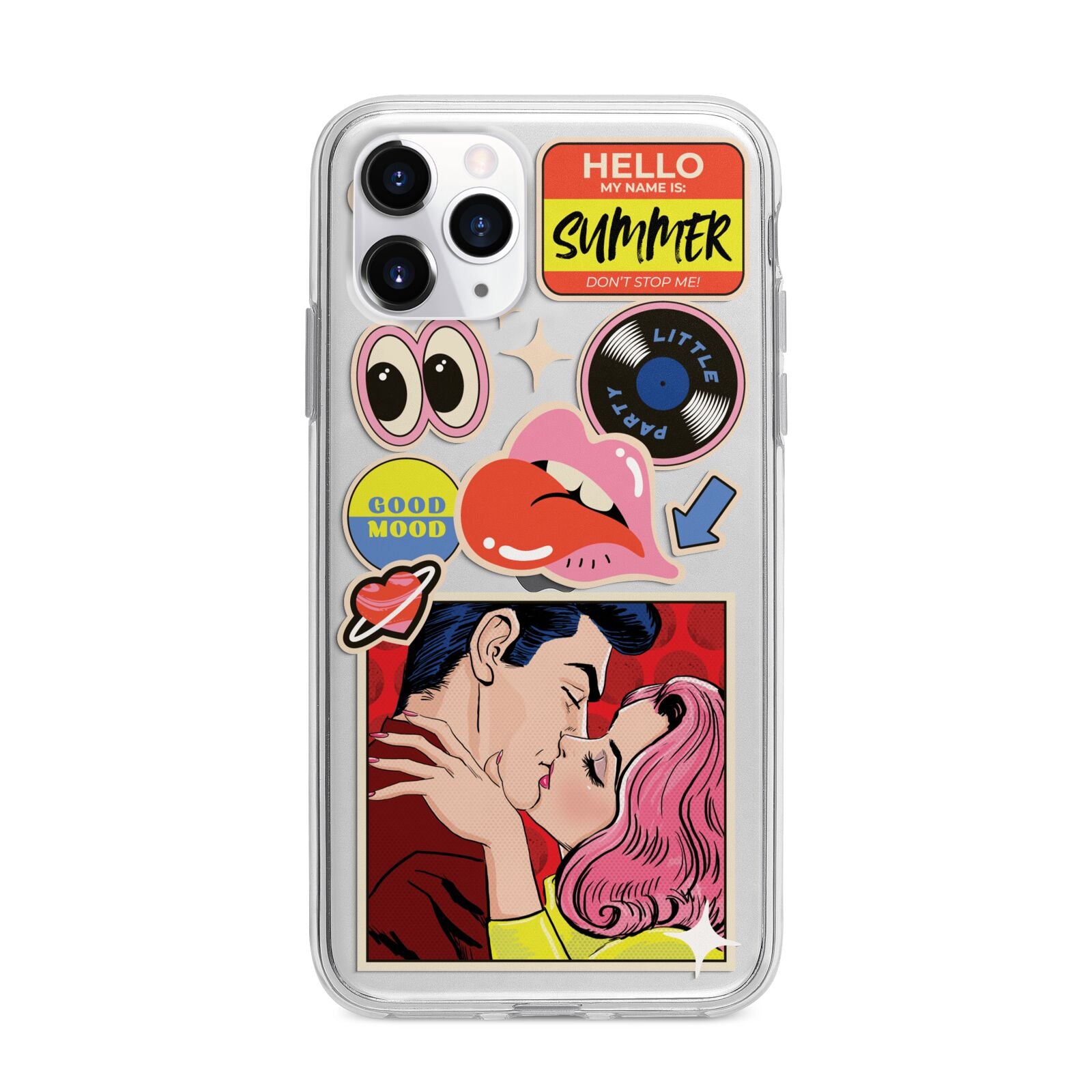 Comic Sticker Apple iPhone 11 Pro in Silver with Bumper Case
